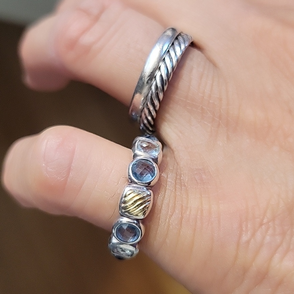 18k 925 David Yurman vtg rings in great condition, full of natural gems
